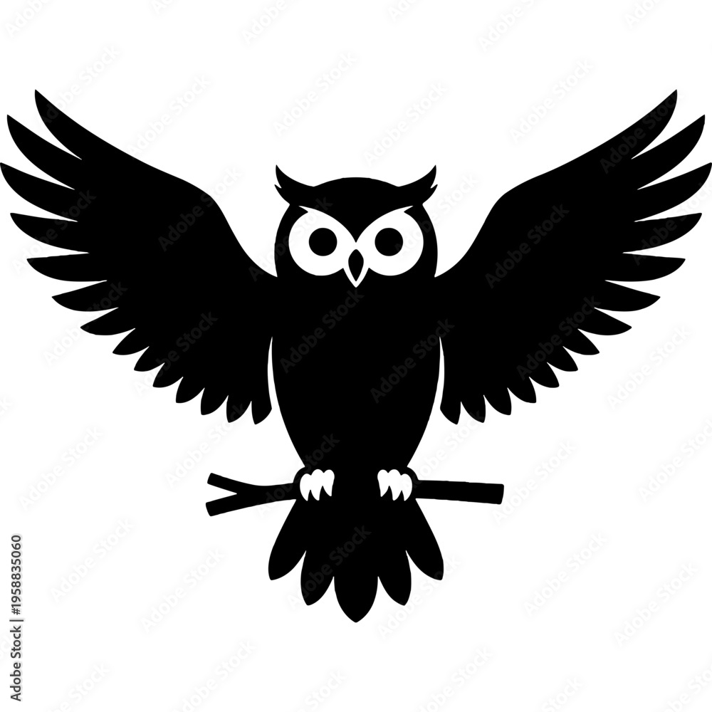 Obraz premium Solid black silhouette of owl