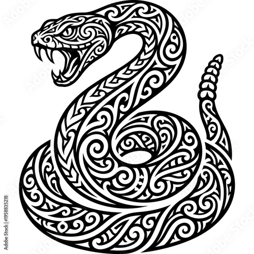 Tribal tattoo style snake