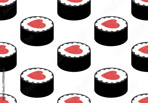 Japanese Sushi Seamless Pattern. Seamless food patterns with sushi