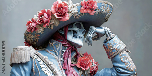 Eternal Elegance: A Floral Macabre Portrait,ai generated.