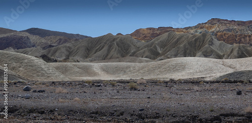 horizontal photo of geographical features sculpted by erosion in the Furnace Creek area of Death Valley National Park in California