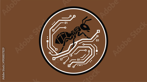 Black Ant on Circuit Board.