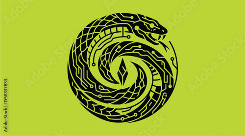 Black snake spiral design.