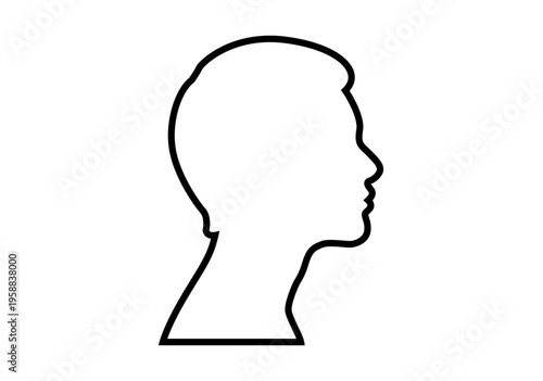 Silueta de contorno negro del perfil de una cabeza humana