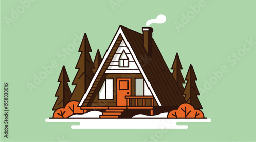 Brown A Frame Mountain House.