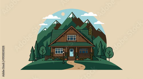 Brown house in the mountains.