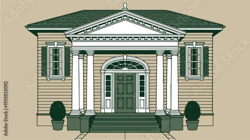 Classic Colonial Style House Front.