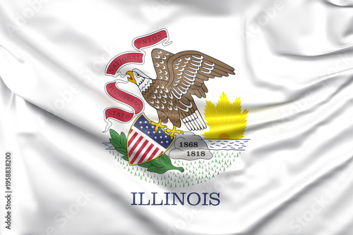 Illinois state flag, representing the American state, patriotism, and identity