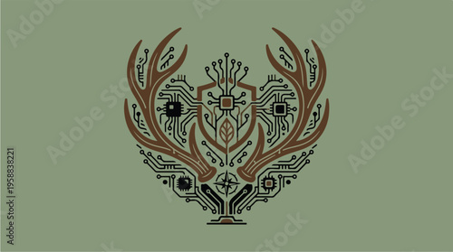 Deer Antler Graphic Design Element.