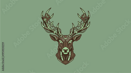Deer Head with Large Antlers.