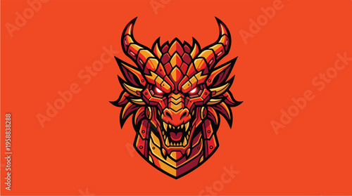 Dragon head with horns and spikes.