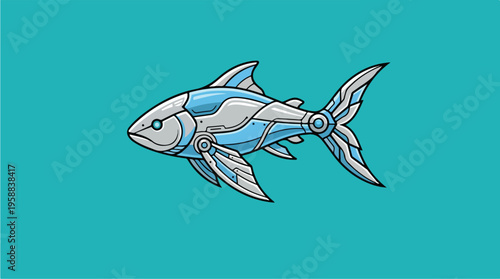 Fish with blue fins swimming.