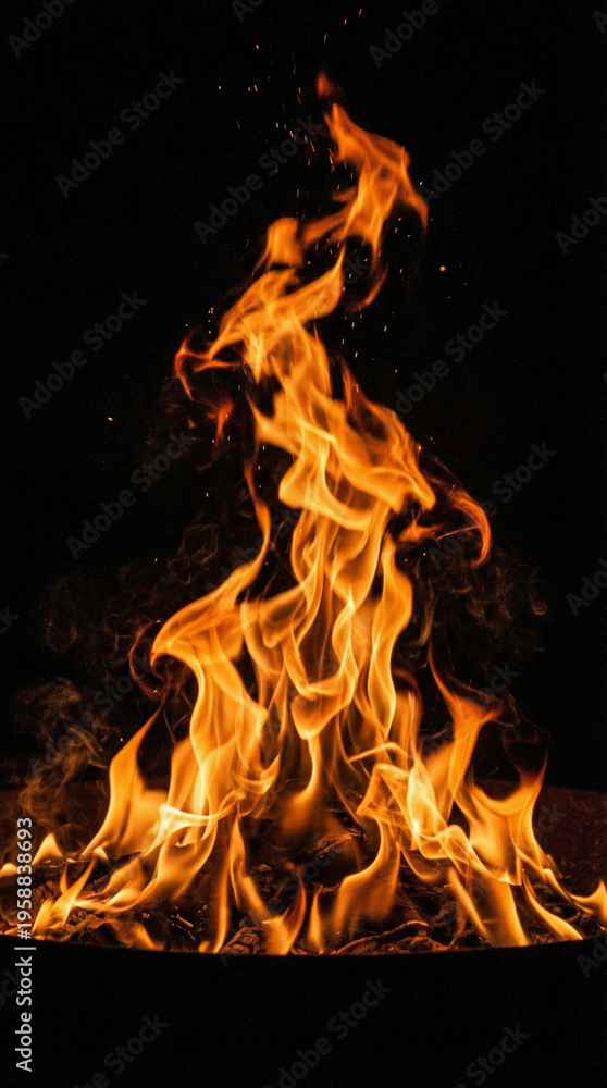 Fototapeta premium A fire is burning in a fire pit