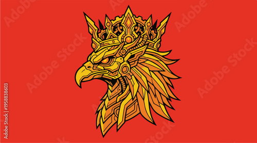 Golden Eagle Head With Crown.