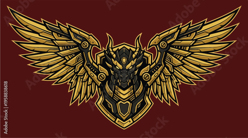Golden Eagle Emblem Wings Spread.