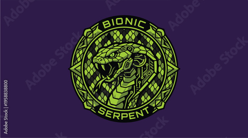 Green Bionic Serpent Logo Design.