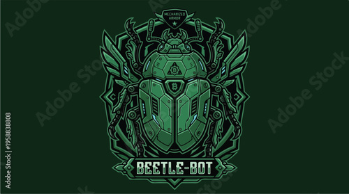 Green Beetle Insect Logo Design.