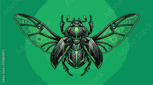 Green metallic beetle insect.