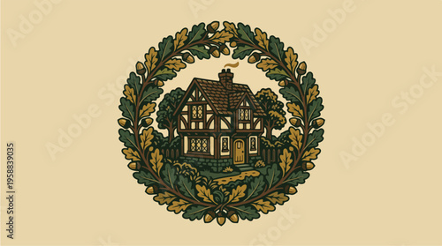 House in a Laurel Wreath.