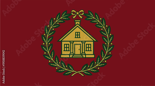 House in Laurel Wreath Emblem 1.