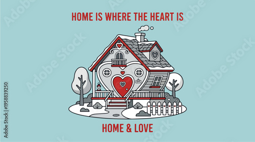 House with heart on door.