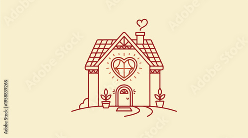 House with heart shaped decoration.