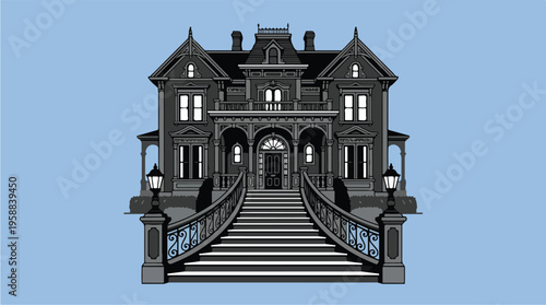 Large Victorian Style House Model.