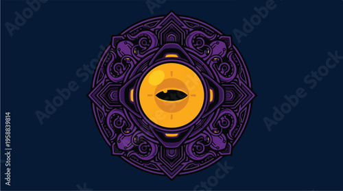 Purple Mandala Design Element.