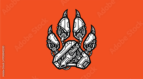 Robotic bear paw print design.