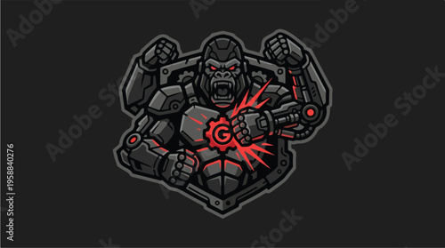 Robotic Gorilla Illustration Design.