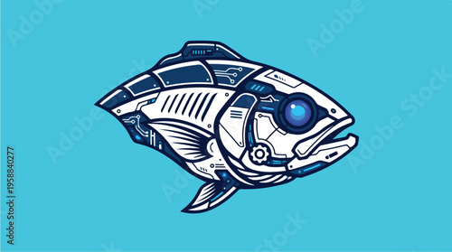 Robotic Fish Illustration Closeup.