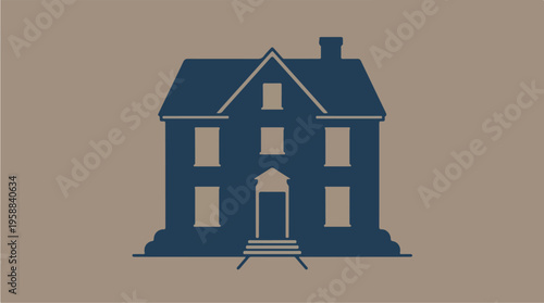 Simple Blue House Illustration.