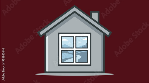 Simple Gray House Illustration.