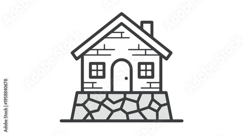 Simple House with Stone Base.