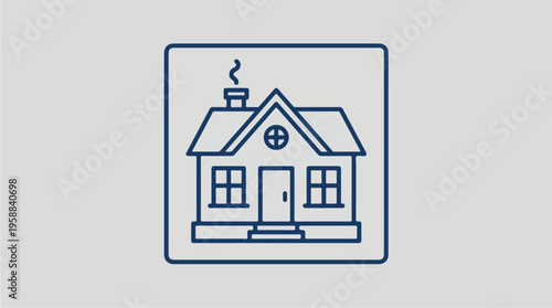 Simple Line Drawing of House.