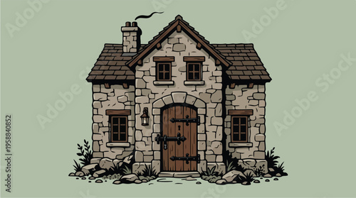 Small Stone House with Chimney.