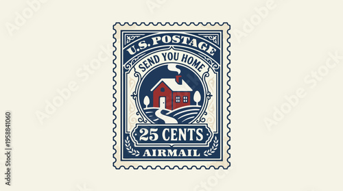 Vintage Airmail Postage Stamp.