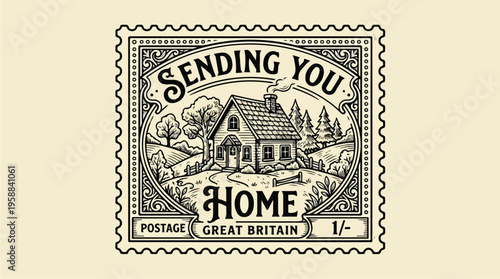Vintage British Postage Stamp Home.