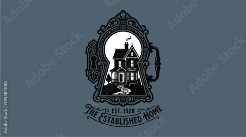 Vintage Established Home House Logo.