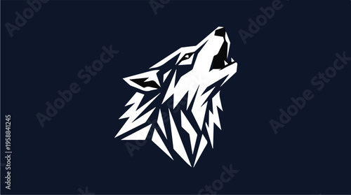 Wolf Head White Graphic Logo.