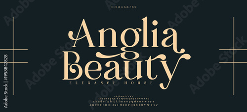 Anglia Beauty Elegant Font Uppercase Lowercase and Number. Classic Lettering Minimal Fashion Designs. Typography modern serif fonts regular decorative vintage concept. vector illustration