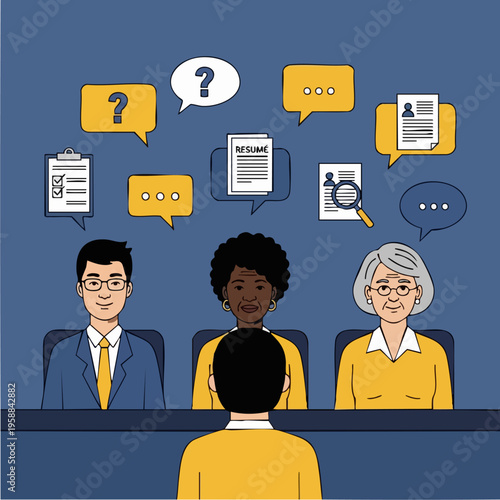 Job Interview Process with Candidates and Interviewers.