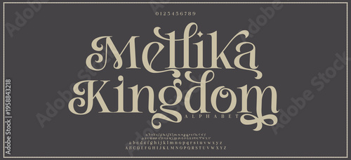 Metlika Kingdom Elegant Font Uppercase Lowercase and Number. Classic Lettering Minimal Fashion Designs. Typography modern serif fonts regular decorative vintage concept. vector illustration