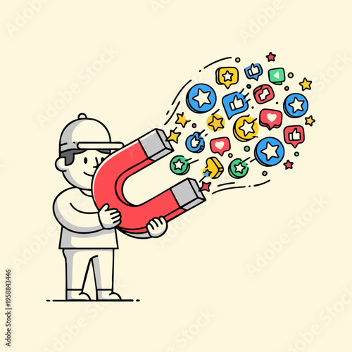 Man holding large red magnet.