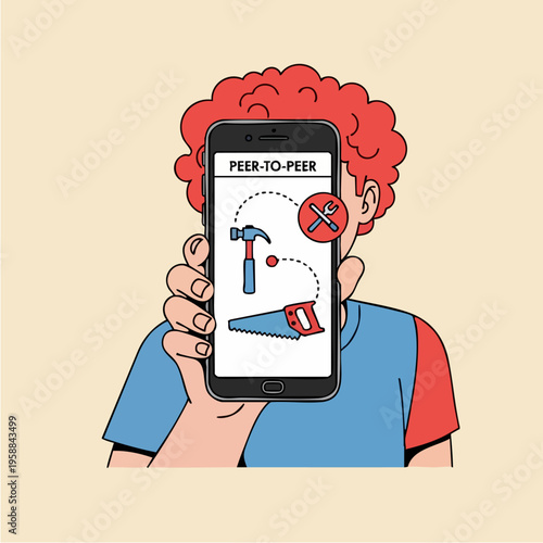 Man Holding Peer to Peer Phone.