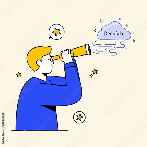 Man Looking Through Telescope Deepfake.