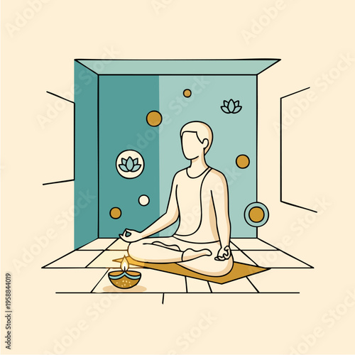 Man Sitting in Meditation Posture.