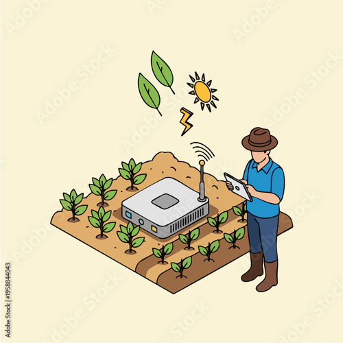 Man standing next to smart farm.