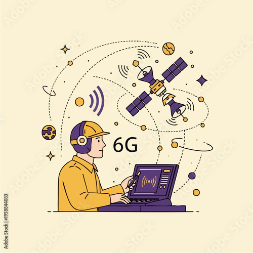 Man using laptop with 6G.