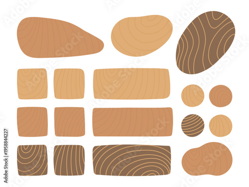 木目調 オーガニックシェイプ セット ベクター素材 [ナチュラル/北欧]